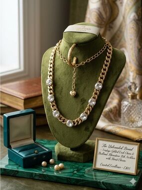 ⚓️ Boutique Archive: Gilded Curb Chain & Brilliant Rhinestone Bib Necklace